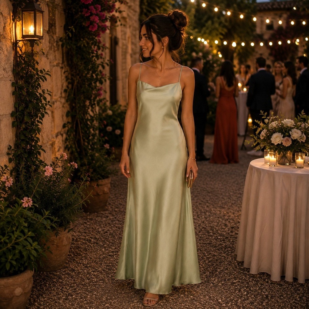 Show‎ Me Your Mumu Tuscany Maxi Dress Green Satin Cowl Neck Bridesmaid Gown S